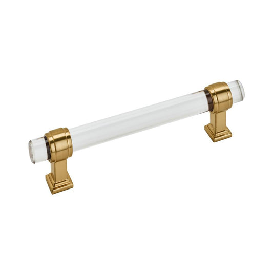 Glacio 5-1/16 in. (128mm) Modern Clear/Champagne Bronze Bar Cabinet Pull