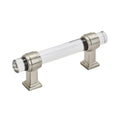 2 Glacio 3 in. (76mm) Modern Clear/Satin Nickel Bar Cabinet Pull - *Tools Hardware & Misc
