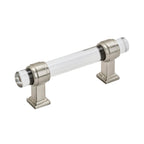 2 Glacio 3 in. (76mm) Modern Clear/Satin Nickel Bar Cabinet Pull - *Tools Hardware & Misc
