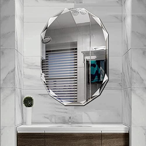 Single Beveled Edge Frameless Wall Mount Bathroom Vanity Mirror, 24” X 36”
