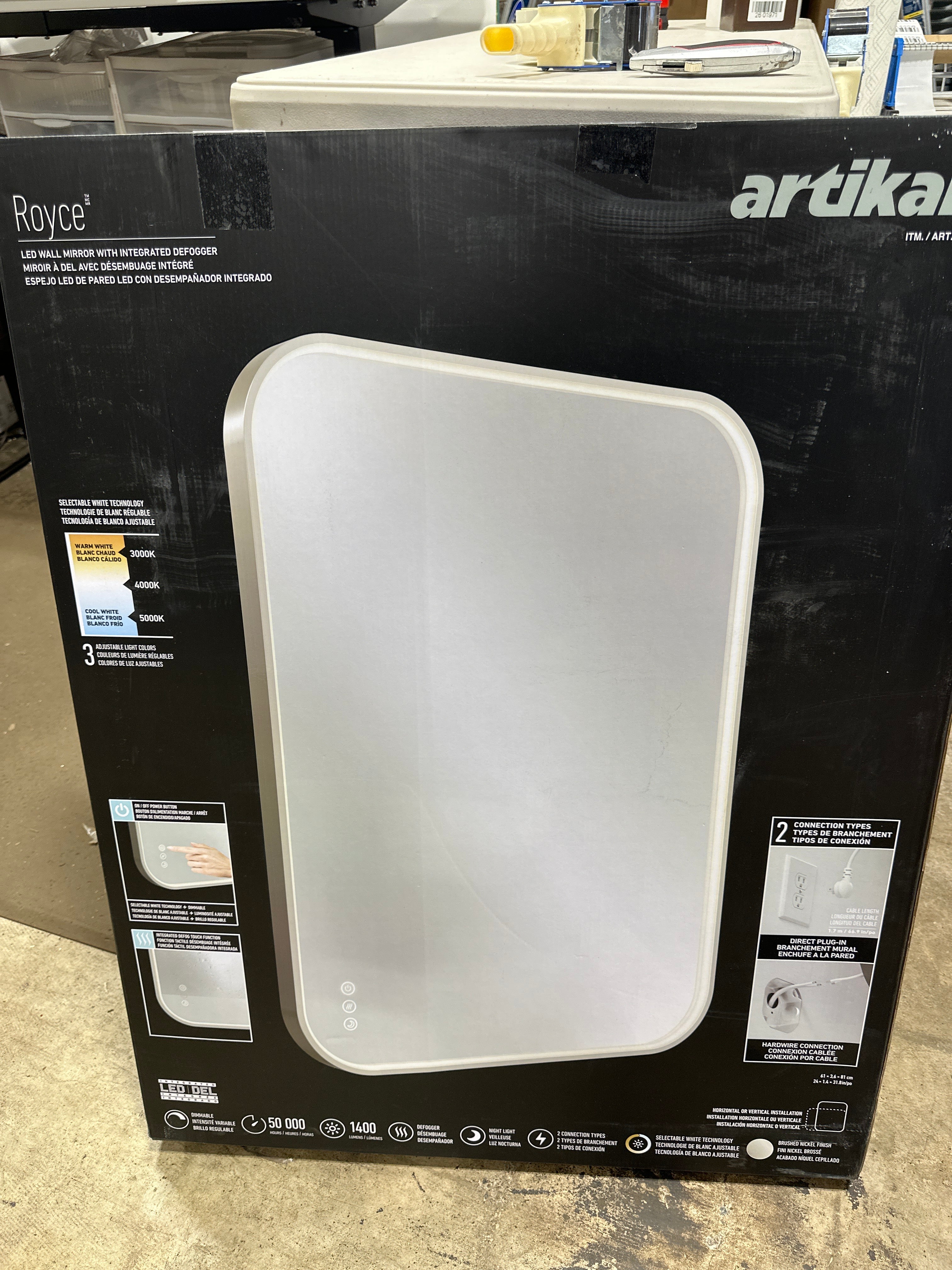 Artika Royce 32” x 24” LED Wall Mirror with Defogger