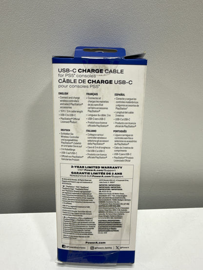 PowerA - USB-C to USB-C 10 Ft. Cable for PlayStation5 - Black - *Headphones & Tech Accessories