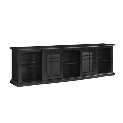 Walker Edison - Classic Glass-Door TV Stand for most TVs up to 88” - Black