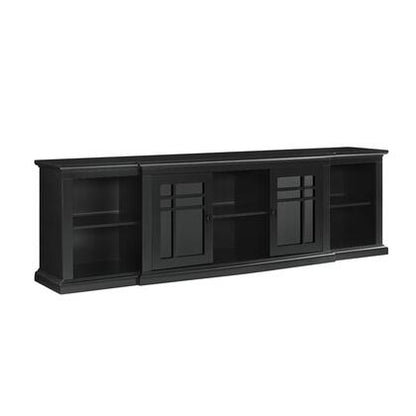 Walker Edison - Classic Glass-Door TV Stand for most TVs up to 88” - Black