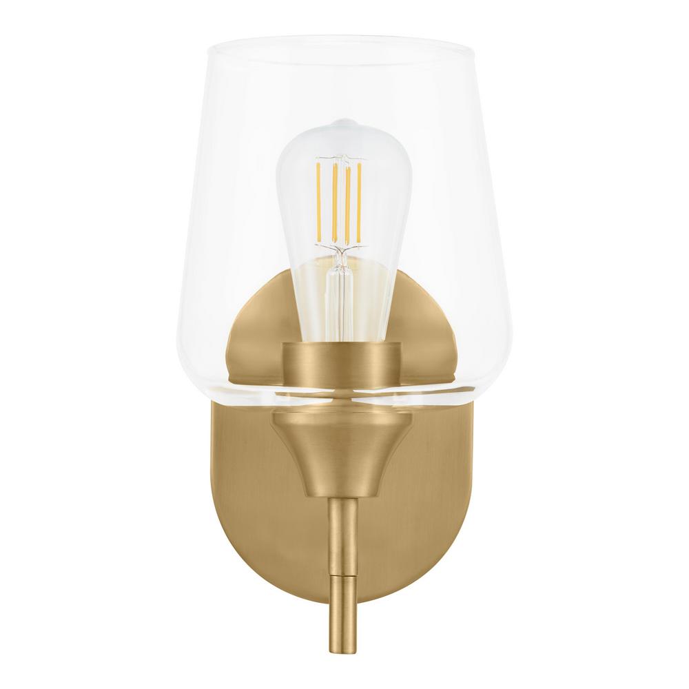 Pavlen 5.5 in. 1-Light Antique Brass Sconce with Clear Glass Shade - *Lighting & Electrical
