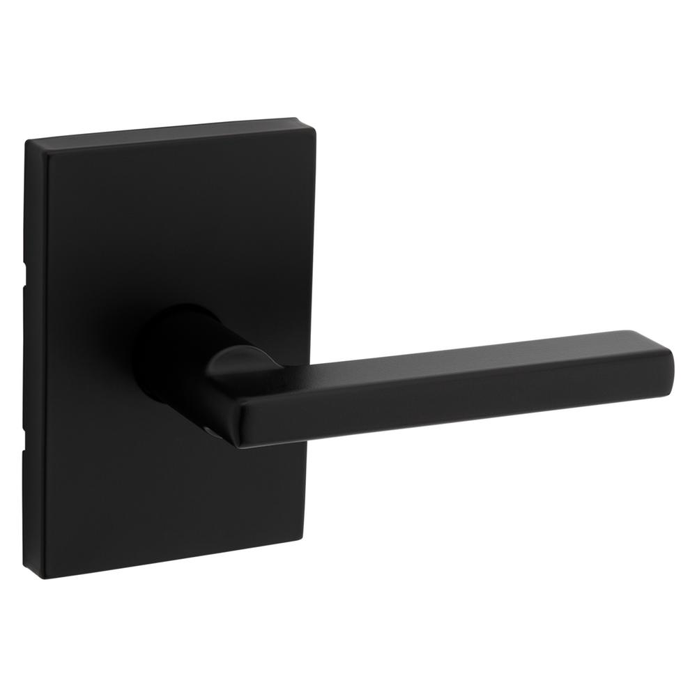 Kwikset 720HFLRCT Halifax Passage Door Lever Set with Rectangle Rose Matte Black