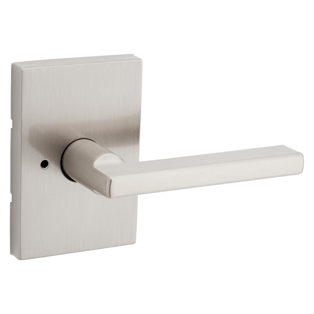 Halifax Rectangle Rose Satin Nickel Privacy Bed/Bath Door Handle