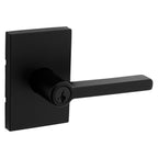 Kwikset Halifax Entry Door Handle with Lock and Key, Secure Keyed Reversible Lever Exterior, For Front Entrance and Bedrooms, Matte Blac