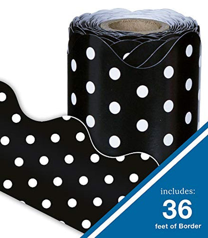 15 - Carson Dellosa 36 Ft Scalloped Black and White Polka Dot Bulletin Board Borders