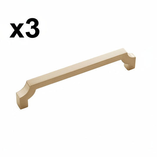 3 x Belwith Keeler B076642 Monarch 5-1/16" Center to Center Regal Glam Bridge Cabinet Handle / Drawer Pull Champagne Bronze