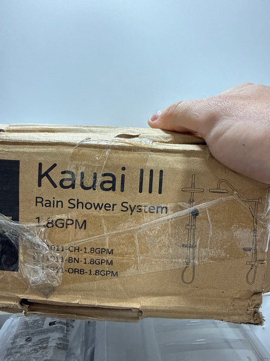Kauai III 8-in Rain Showerhead Shower System with Slide Bar and Integrated Soap Dish Chrome 1.8 GPM