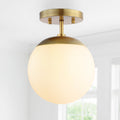 JONATHAN Y Lighting JYL7499 Marcel Bistro 8" Wide LED Semi-Flush Globe Ceiling Fixture Brass Gold