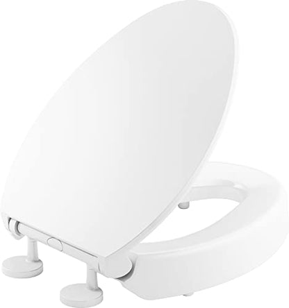 KOHLER 25875-0 Hyten 3" Height, Elevated Soft Close Elongated Toilet Seat, Contoured Seat with Grip-Tight Bumpers, Quick-Attach Hardware, No Slam Toilet Seat, White