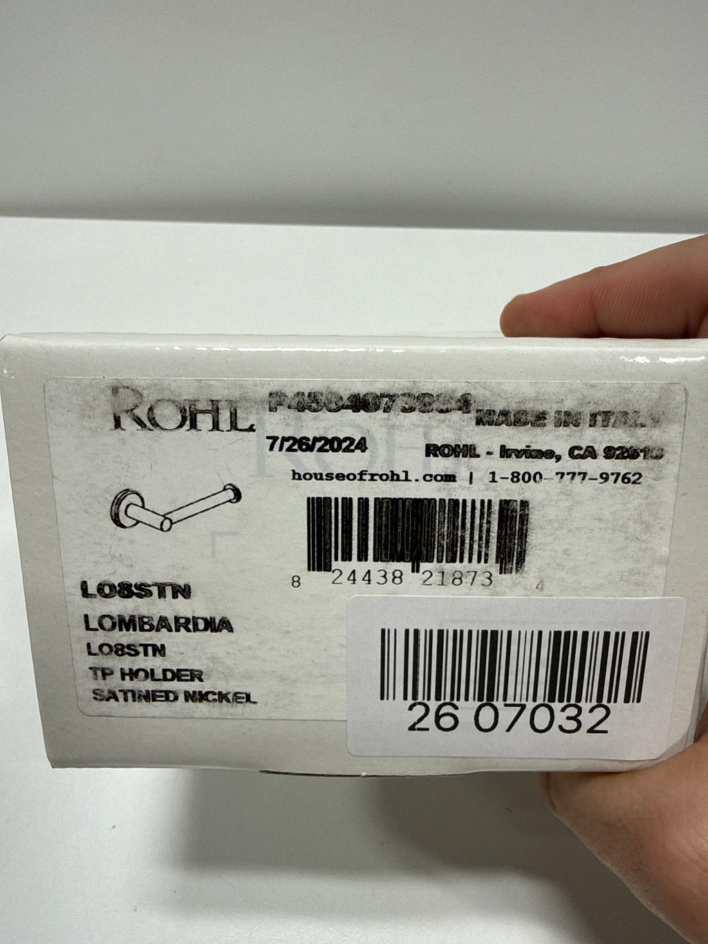 Rohl Lombardia Wall Mounted Toilet Paper Holder in Satin Nickel