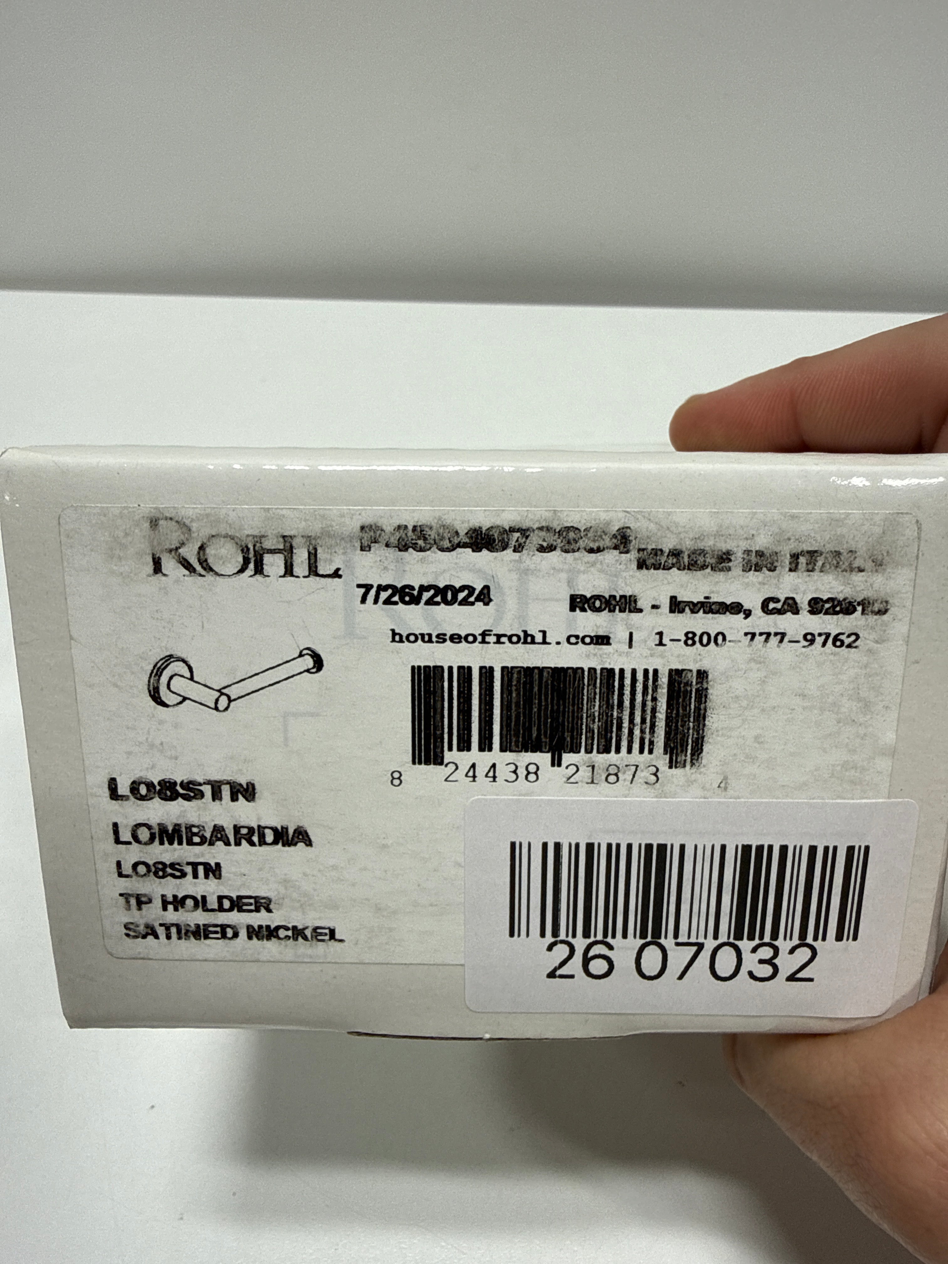 Rohl Lombardia Wall Mounted Toilet Paper Holder in Satin Nickel