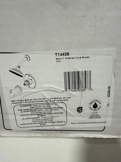 Scratch Delta T14435 Saylor Monitor 14 Series Single Function Pressure Balanced Tub and Shower Trim - Less Rough-in