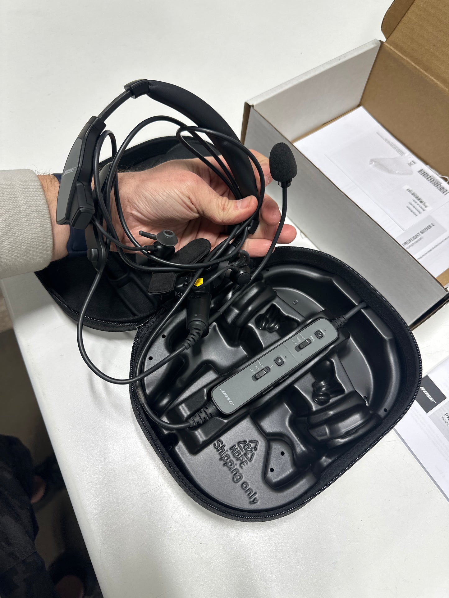 Used Bose - ProFlight Series 2 Bluetooth Noise-Cancelling in-Ear Aviation Headset with Dual Plug - Black