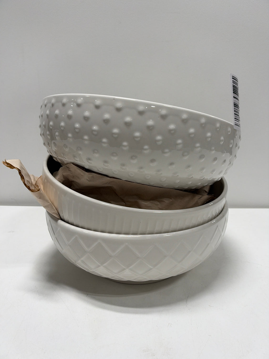 Trudeau 3 Piece Porcelain Serving Bowl Set 9.2 in Diameter White