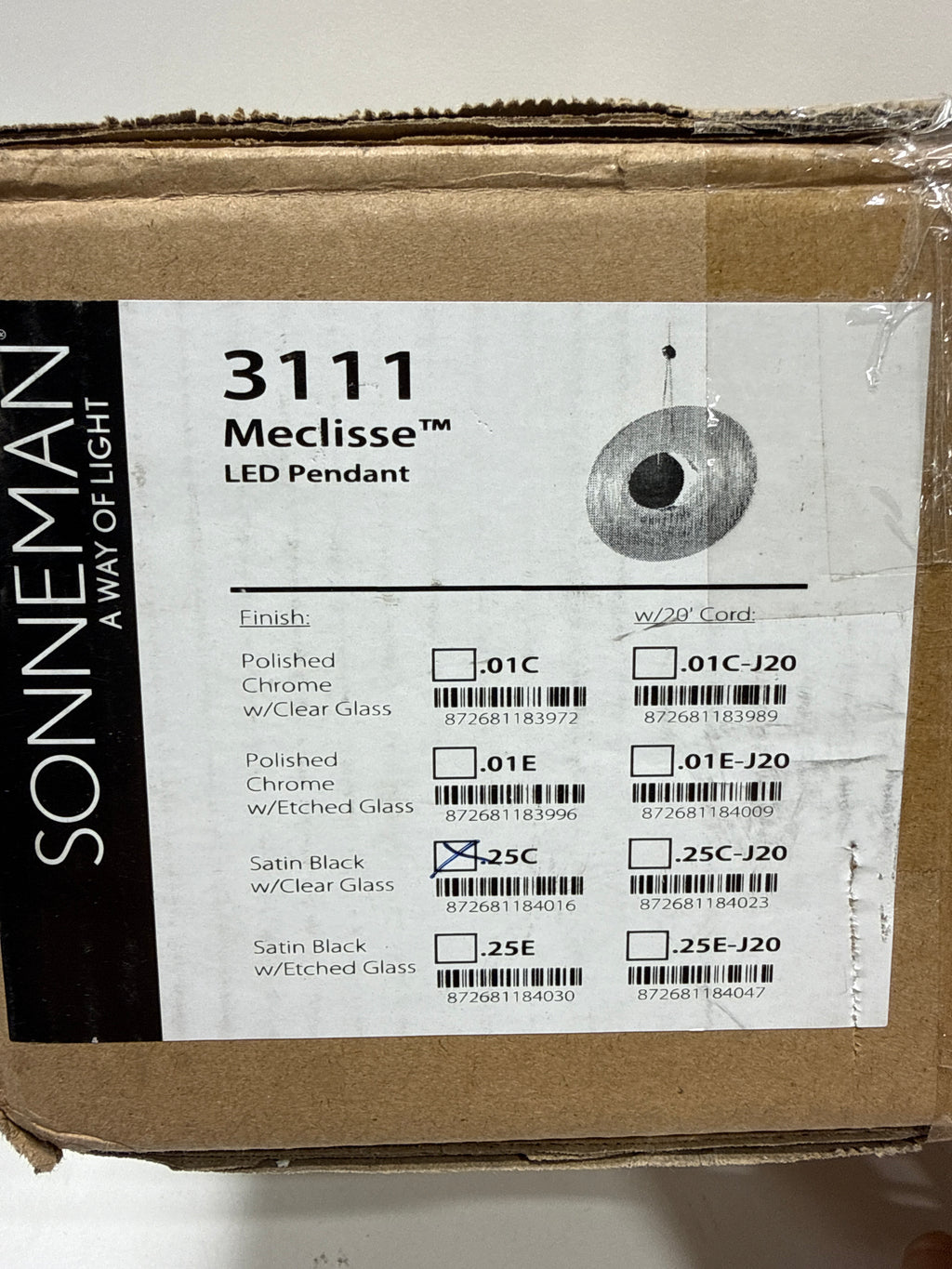 Sonneman 3111C Meclisse 9 Wide LED Mini Pendant - Black