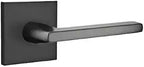 EMTEK Square Rosette Passage Set with Matching Finish Helios Lever - Choice of Left/Right Handing and 7 Finishes - 5110HLOLHUS19 - Left Handed (LH) - Flat Black (US19)