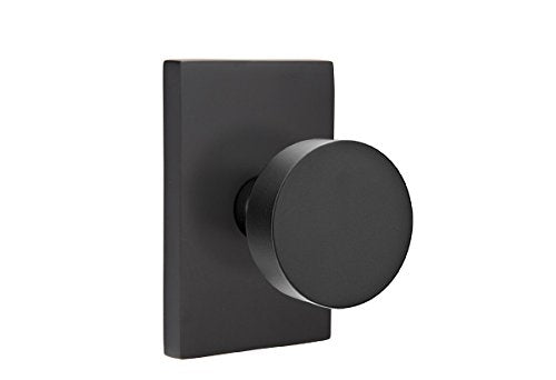 EMTEK Concealed Fastener Modern Rectangular Rosette Passage Set with Matching Finish Round Knob C5112ROUUS19 - Flat Black (