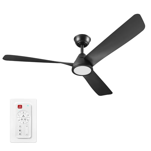 Globe Electric 37000110 52" Smart Ceiling Fan with LED Light, Remote Control, WhisperQuiet DC Motor, 6 Speeds, Matte Black