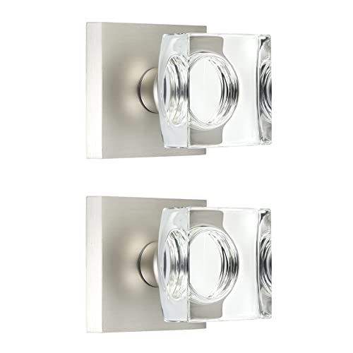 Coolnews 2 Pack Crystal Glass Dummy Door Knobs Single Side Half-Dummy Door Knob Set Satin Nickel - *Tools Hardware &