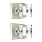 Coolnews 2 Pack Crystal Glass Dummy Door Knobs Single Side Half-Dummy Door Knob Set Satin Nickel - *Tools Hardware &