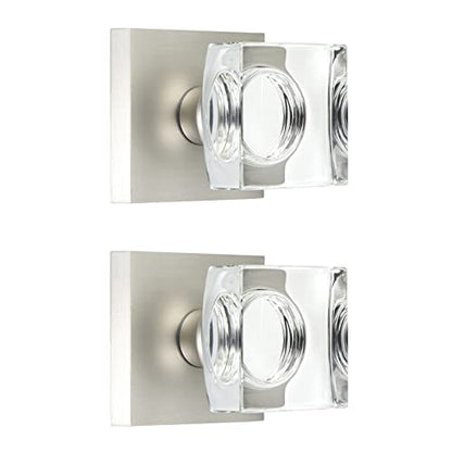 Coolnews 2 Pack Crystal Glass Dummy Door Knobs, Single Side Half-Dummy Door Knob Set, Satin Nickel