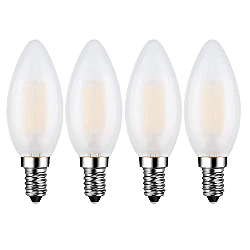 4 x Beonllay E14 LED Bulb 40W Equivalent 4W Dimmable European Base Light Bulbs, 3000K Soft White E14 Frosted Glass Decorative Bulb