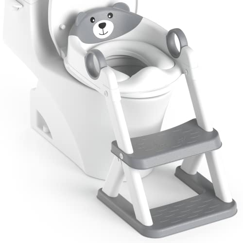 Rabb 1st Potty Training Seat, Upgrade Toddler Toilet Seat for Kids Boys Girls, 2 in 1 Potty Training Toilet, Splash Guard Anti-Slip Pad Step Stool