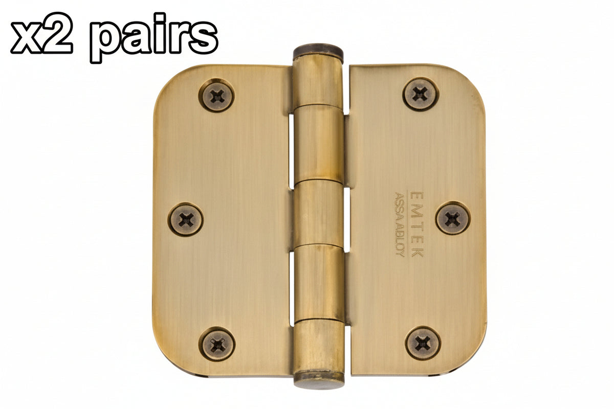 2 Pairs - Emtek 92033 3-1/2’’ x 3-1/2’’ Plated Steel Heavy Duty 5/8’’ Radius Round Corner Pla French Antique - *Tools