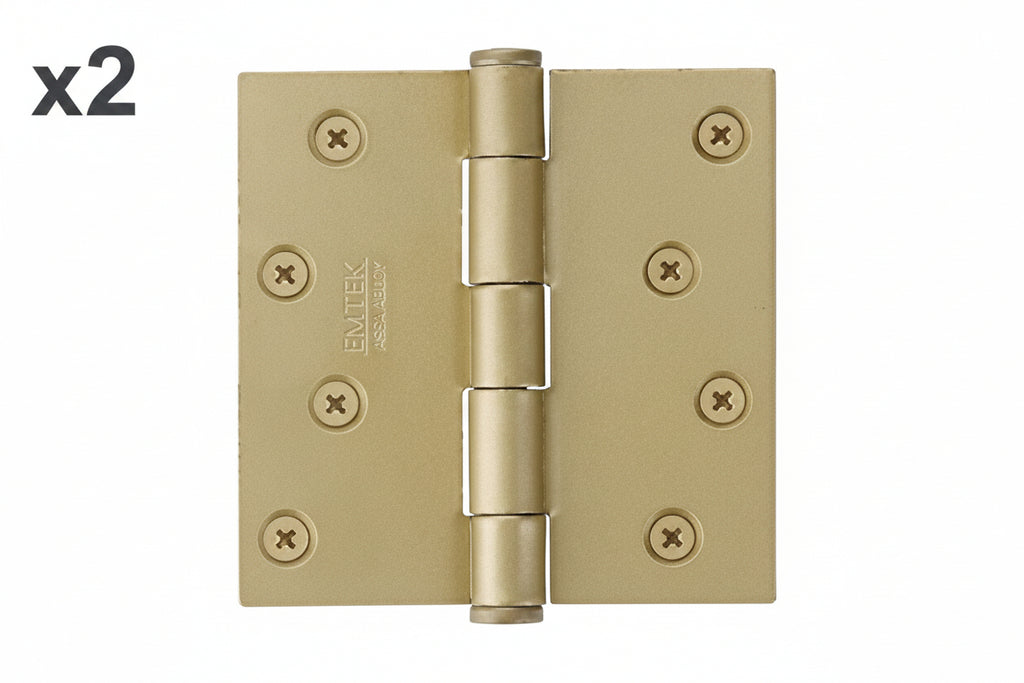 Emtek 9100 Steel Hinges (Pair) - SD - 4" X 4" Square Corners - 910144 - Satin Brass (US4)