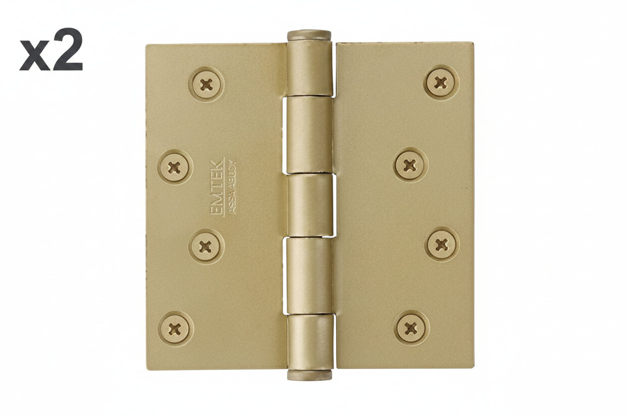 Emtek 9100 Steel Hinges (Pair) - SD - 4" X 4" Square Corners - 910144 - Satin Brass (US4)