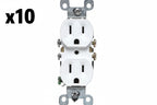 10 x Leviton M24-5320-WMP Wht Residential Grade Straight Blade Duplex Receptacle
