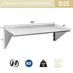 HALLY SINKS & TABLES H Stainless Steel Shelf 18 X 48 Inches 400 Lb, - *Commercial