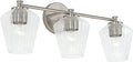 Capital Lighting 141431BN-507 Beau Mid-Century Fluted Glass Bath Vanity Wall Mount, 3-Light 300 Total Watts, 10" H x 24" W, Brushed Nickel