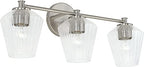 Capital Lighting 141431BN-507 Beau Mid-Century Fluted Glass Bath Vanity Wall Mount, 3-Light 300 Total Watts, 10" H x 24" W, Brushed Nickel