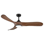 Hinkley Swell Illuminated 56" LED Smart Ceiling Fan with Remote, Modern, Walnut Wood Blades, Indoor Outdoor Damp Rated, Wi-Fi Compatible, 6-Speed DC Motor, HIRO Control Included, Matte Black Finish