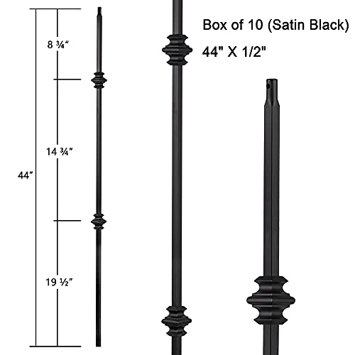 Aotree Wrought Iron Balusters – Set of 10 Hollow Double Knuckle Balusters - Decorative Metal Balusters for Decks