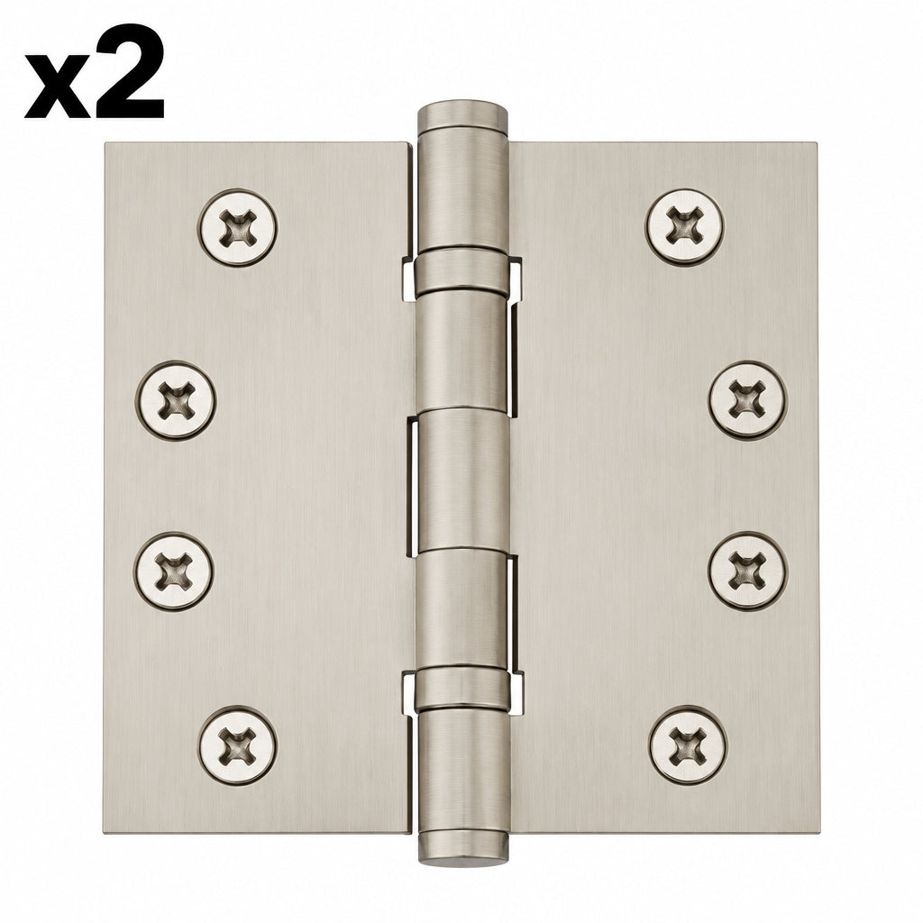 Emtek 9400 Steel Hinges (Pair) - Heavy Duty Ball Bearing - Square Corners - 4" x 4" - 9401414 - Polished Nickel (US14)