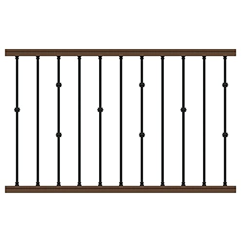 Aotree Wrought Iron Balusters – Set of 10 Hollow Double Knuckle Balusters - Decorative Metal Balusters for Decks