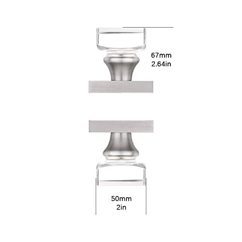 Coolnews 2 Pack Crystal Glass Dummy Door Knobs, Single Side Half-Dummy Door Knob Set, Satin Nickel