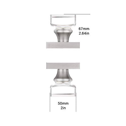 Coolnews 2 Pack Crystal Glass Dummy Door Knobs, Single Side Half-Dummy Door Knob Set, Satin Nickel