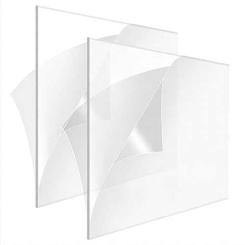 YFYCUSA 2-Pack 24"x24" Clear Acrylic Sheets 3/16" Thick(5mm), Plexiglass Sheets, Acrylic Sheets for Laser Cutting, for Process Project