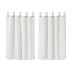 Stitched Burlap 36 in. W X 36 in. L Light Filtering Tier Window Panel in Soft White Dove Grey Pair