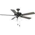 Progress Lighting AirPro 52 in. Matte Black 5-Blade AC Motor Transitional Ceiling Fan with Light