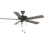 Progress Lighting AirPro 52 in. Matte Black 5-Blade AC Motor Transitional Ceiling Fan with Light