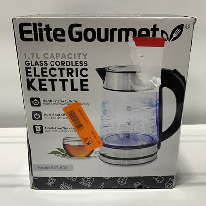 Elite Platinum Platinum 1.7 L Stainless Steel Cordless Glass Electric Kettle, Black