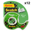 12 - Scotch 119 Magic Office Tape W/Refillable Dispenser, 1/2' X 800', Clear
